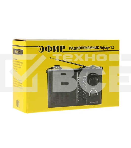 Радиоприемник ЭФИР 12 FM 64-108МГц, бат. 2*R20, 220V