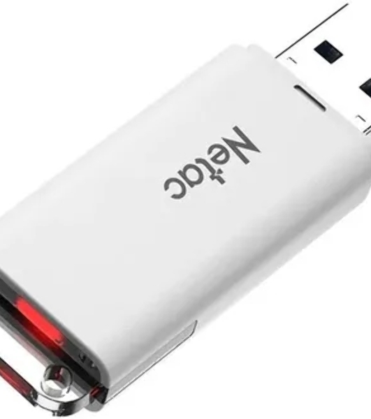 Флешка USB Netac U185 (NT03U185N-256G-32WH), 256Gb, USB 3.2 Gen1, R/W 100/25, белый/серый