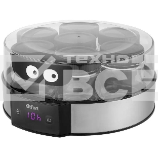 Йогуртница Kitfort КТ-6295 20Вт 7б. 190мл упр.:электрон. серебристый/черный