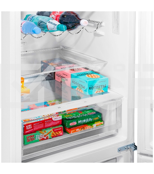 Холодильник Maunfeld MFF200NFW белый глянц. двухкамерный 271/106л морозилка снизу