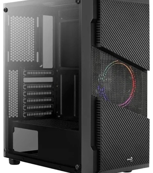 Корпус Aerocool/Formula Menace Saturn RGB-G-BK-v1 (3xUSB, 2xAudio, 0.5 мм, 120 мм FAN, прозрачная стенка-закаленное стекло, mATX
