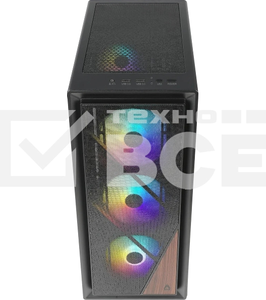 Корпус Azza Forest черный без БП ATX 4x120mm 4x140mm 2xUSB3.0 audio bott PSU