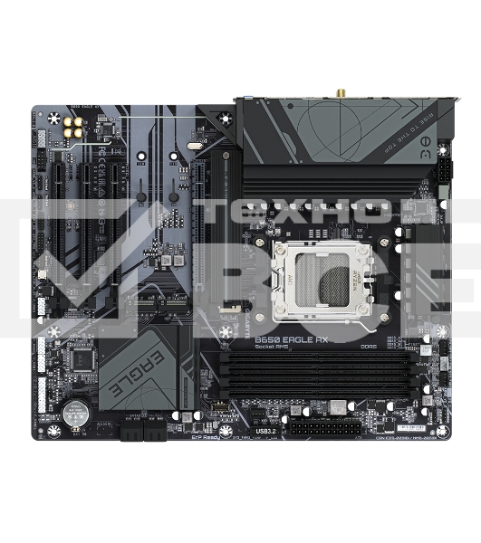 Материнская плата GIGABYTE B650 EAGLE AX (V1.1), AM5, AMD B650, 4xDDR5, 4xSATA, 3xM.2, 1xPCI-E 4.0 x16, 3xPCI-E 3.0 x1, 1xHDMI, 1xDP, 1x 1Gb LAN, 2xUSB 3.2 Gen 2, 1xUSB 3.2 Gen 1, 6xUSB 2.0, 3x3.5 мм, 7.1, Standard-ATX