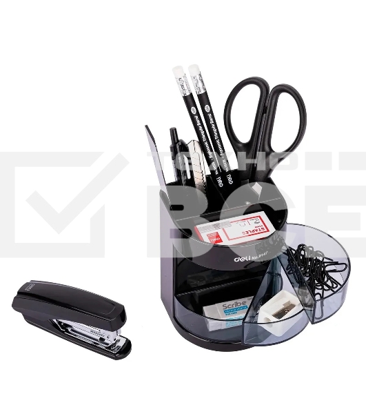 Настольный набор Deli E38253 (12 предметов) пластик, черный