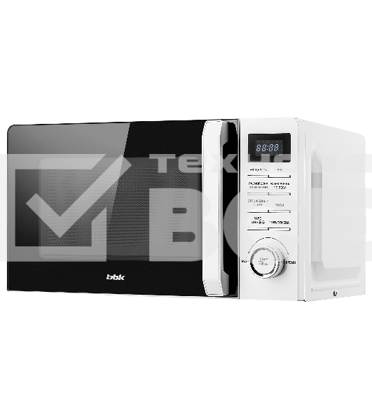 Микроволновая печь BBK 20MWS-720T/W белый, 20 л, 700 Вт, поворотный механизм/кнопки