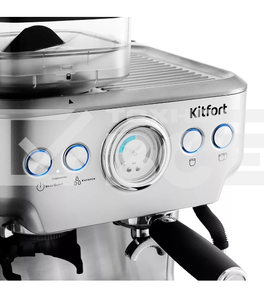 Кофеварка рожковая Kitfort KT-755 серебристый, исп. кофе - зерновой/молотый, 2.7 л, 1620 Вт, 20 Бар