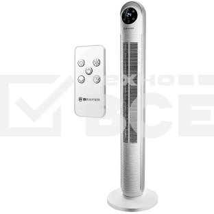Вентилятор BRAYER BR4956, эл..упр.,пульт ДУ,вращение,мощ-ть 60Вт, LED дисплей,3 скор.Таймер