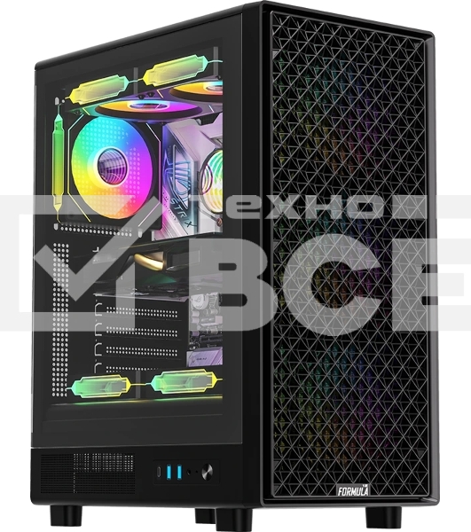 Компьютерный корпус Formula V Line MANA Dynamic Black AR, ATX, TYPE-C*1, USB3.0*2, FRONT 3x120мм ARGB, REAR 1x120мм ARGB