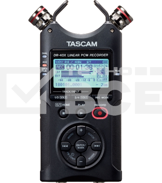 Рекордер мобильный Tascam DR-40X дисплей, запись - MP3, WAV, SD, SDHC, SDXC, время работы - 18 ч