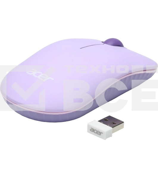Мышь беспроводная Acer OMR205 фиолетовый, 1200 dpi, радиоканал, USB, кнопки - 3