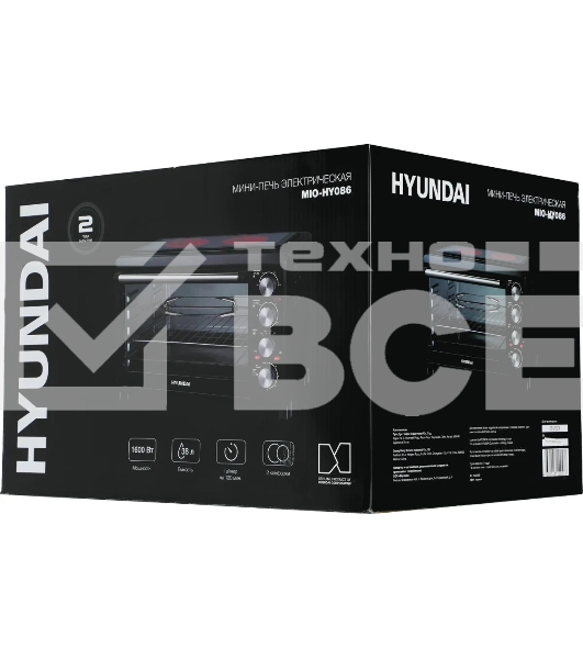 Мини-печь Hyundai MIO-HY086 38л. 1600Вт черный