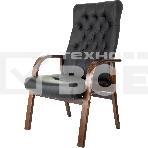 Кресло офисное Бюрократ T-9928WALNUT-CF черный, кожа, на ножках, дерево, фото11