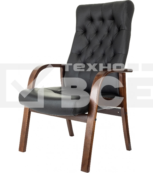 Кресло офисное Бюрократ T-9928WALNUT-CF черный, кожа, на ножках, дерево