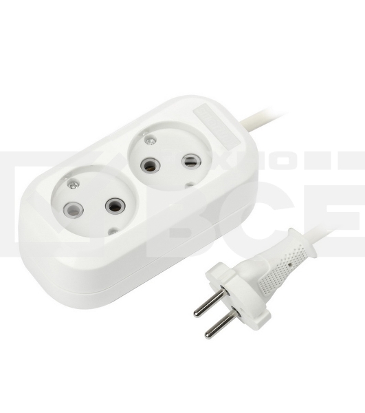 Удлинитель бытовой Smartbuy (SBE-10-2-02-N) 2 гнз х 2,0 м (10А/2.2 кВт, ПВС 2х1.0)
