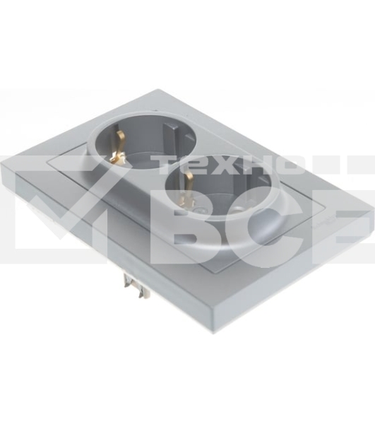 Розетка 2-м AtlasDesign с заземл. 16А в сборе алюм. SchE ATN000324