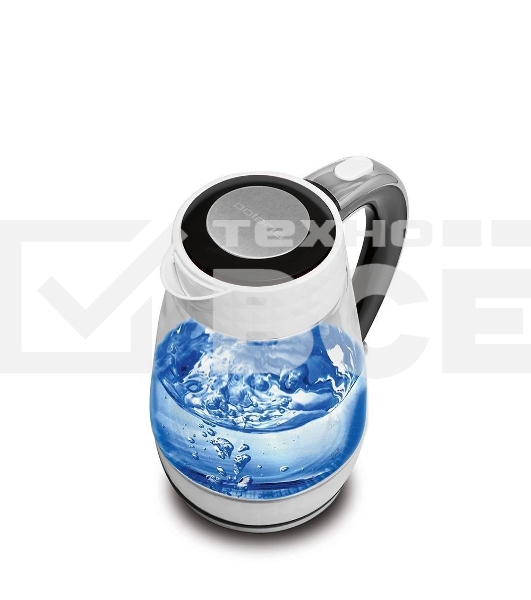 Чайник электрический Polaris PWK-1704-СGL белый/черный, 2200W, 1,7 л, стекло, подсветка