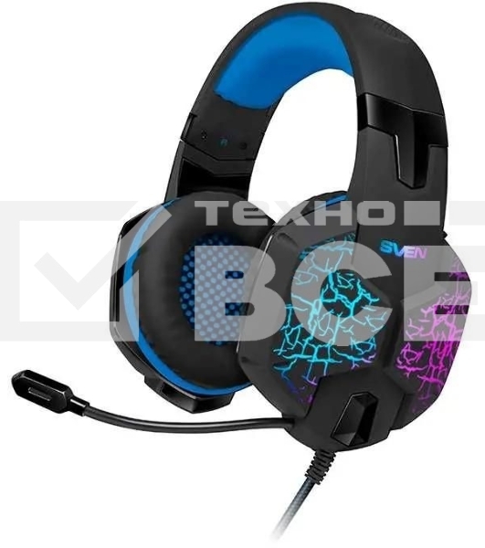 Гарнитура проводная SVEN AP-U980MV, черный-синий (USB, LED, 7.1, 2.2m)