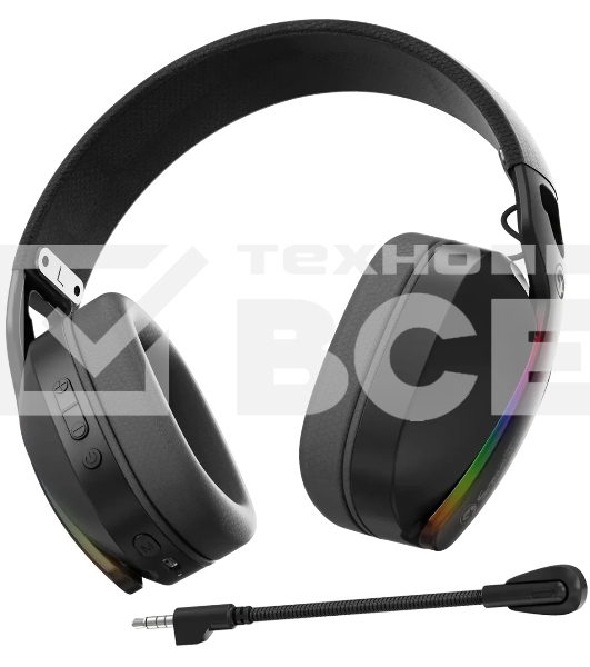 Гарнитура MARVO HG9086W Pulz 70W чёрный, беспроводная + проводная, радиоканал, до 10 ч, съёмный микрофон, подсветка, совместимость с PS5, Xbox