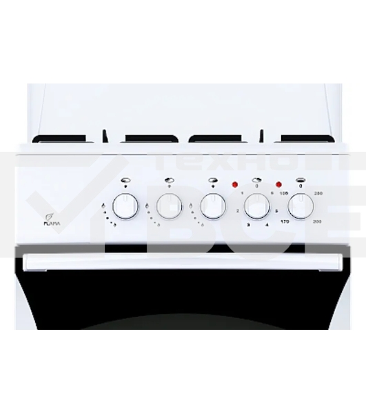 Плита комбинированная Flama RK 23-101 W белый, конфорок 4 шт, духовка 50 л, 50 см x 85 см x 60 см