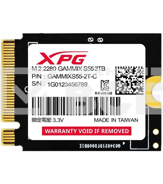 Накопитель SSD ADATA M.2 2230 2TB XPG GAMMIX S55 PCIe Gen4x4 with NVMe 5000/3700, 3D ТLC NAND