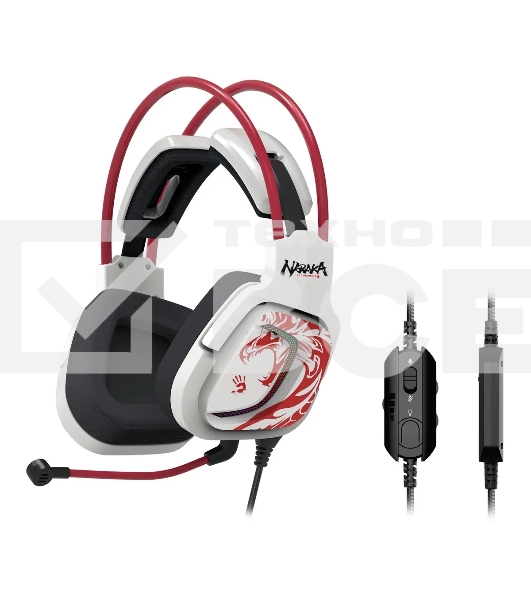 Наушники с микрофоном A4Tech Bloody G575 Naraka белый/красный 2м мониторные USB оголовье (G575 NARAKA)
