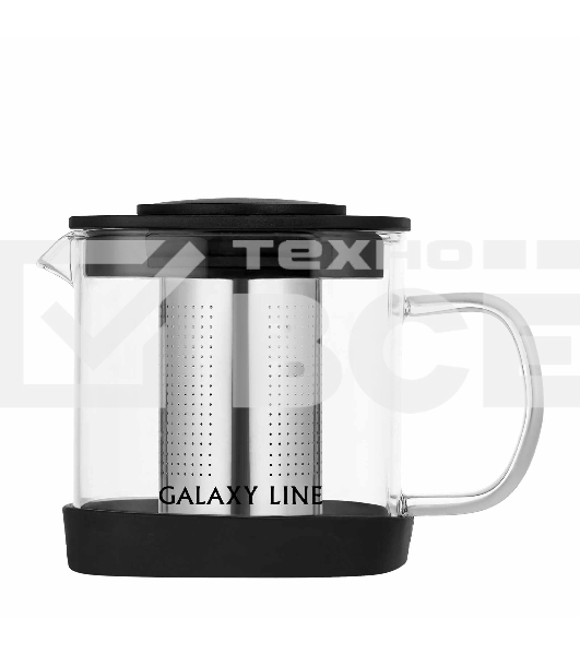 Чайник заварочный Galaxy LINE GL 9360, черный, 600 мл, фильтр из нержавеющей стали 18/10, колба из боросиликатного стекла, носик антикапля, подходит для любых плит, кроме индукционных, выдерживает температуру от -40 до 150 C°, крышка с силиконовыми вставк