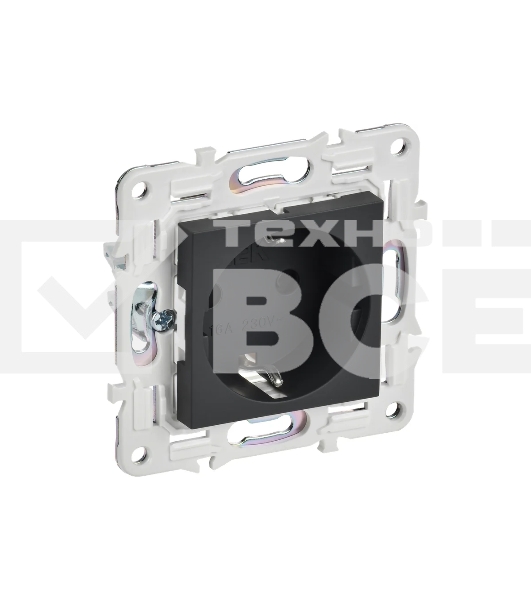 Розетка IEK SKANDY SK-R06G (SK-R14-16-1-K53) с заземлением, с защитными шторками, 16А безвинтовое крепление, графит