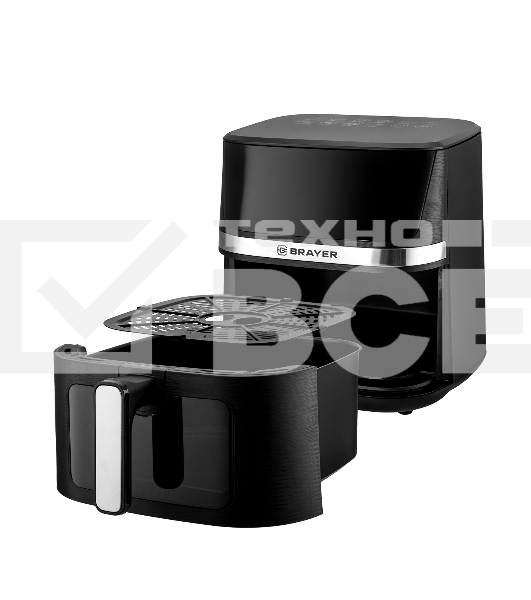 Аэрогриль BRAYER BR2038 чёрный, 1600 Вт, 7 л, упр. - сенсор, программ - 12