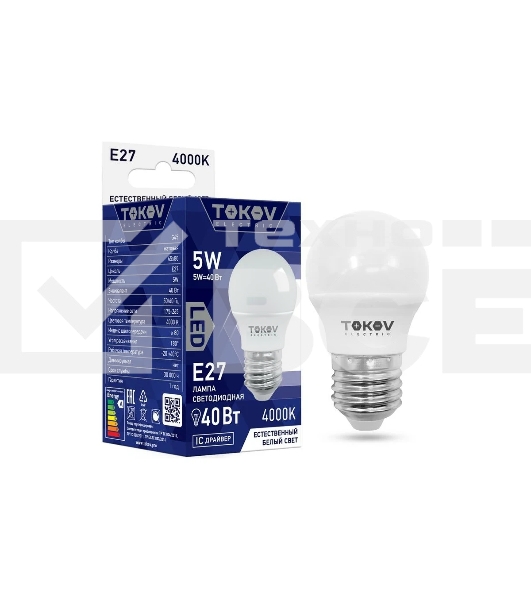 Лампа светодиодная TOKOV ELECTRIC 5Вт G45 4000К Е27 176-264В