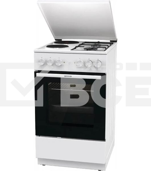 Плита комбинированная Gorenje GK5A12WG белый, конфорок 2 газовых и 2 электрических, духовка 68 л, 50 см x 85 см x 59.4 см