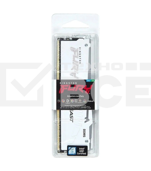 Оперативная память Kingston Fury Beast, DDR5, 16GB (1x16GB), 6000MHz, CL36, DIMM, с радиатором, RGB, белый