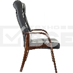 Кресло офисное Бюрократ T-9928WALNUT-CF черный, кожа, на ножках, дерево, фото10