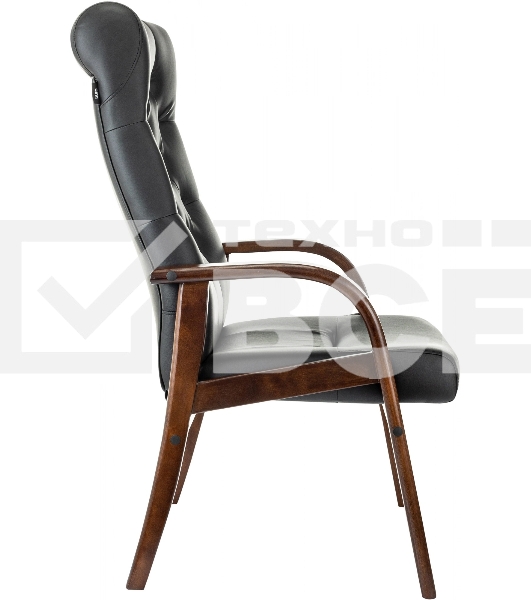 Кресло офисное Бюрократ T-9928WALNUT-CF черный, кожа, на ножках, дерево
