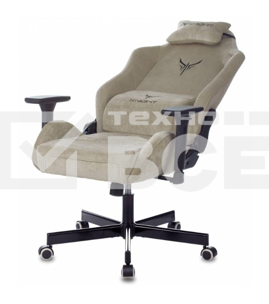 Кресло игровое Knight N1 Fabric бежевый Light-21, с подголов. крестовина металл