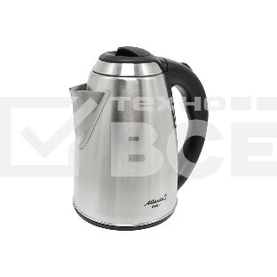 Чайник электрический ATLANTA, ATH-2434 черный, нержавейка Металл, 1,8л, 1500Вт, коричн/стальной, автомат откл, защита от перегрева без воды