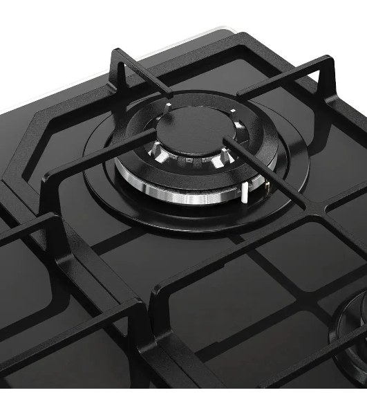 Варочная поверхность MONSHER/ Варочная поверхность MONSHER, газ, High-Tech, 59 см, автоматический электроподжиг, газ-контроль, форсунки под сжиженый газ, SABAF конфорки, чугунные решетки, черный