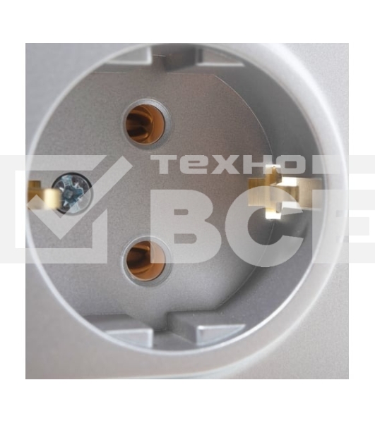 Розетка 2-м AtlasDesign с заземл. 16А в сборе алюм. SchE ATN000324