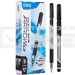 Набор ручек шариковых Deli Arrow EQ10-BK-P синий металлик/черный, черные чернила, коробка картонная (12шт) сменный стержень, линия 0.7мм, резиновая манжета, фото 1