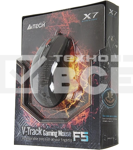 Мышь проводная A4Tech F5 черный, 3000 dpi, USB, кнопки - 7