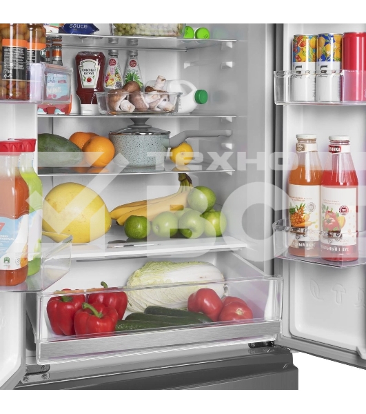 Холодильник Maunfeld MFF180NFSE01 нержавеющая сталь трехкамерный 224/113л морозилка снизу, No Frost