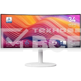 Монитор 34' MSI Modern MD342CQPW VA 3440x1440, 120 Гц, 4 мс, 21:9, 300 кд/м², 2xHDMI, 1xDP, 1xUSB-C, 2x3 Вт, белый, изогнутый