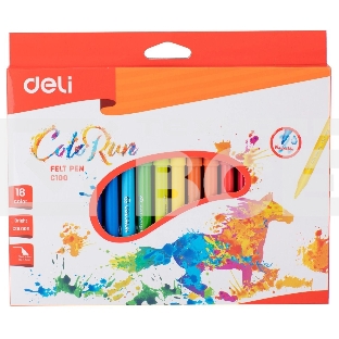 Фломастеры Deli EC10010 ColoRun Вентилируемый 18цв. коробка с европодвесом