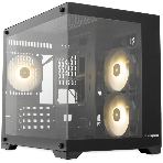 Компьютерный корпус HSPD F330, Panoramic Mini-tower, черный, TG, 0.5 SPCC, 3x120мм ARGB mATX, mITX 160/400/200мм 1x2.5', 2x3.5', 4xPCI 1xUSB-C 3.0, 2xUSB-A1.0 428x280x375мм, фото 1