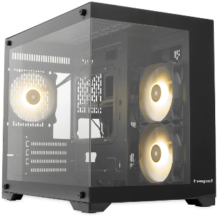 Компьютерный корпус HSPD F330, Panoramic Mini-tower, черный, TG, 0.5 SPCC, 3x120мм ARGB mATX, mITX 160/400/200мм 1x2.5', 2x3.5', 4xPCI 1xUSB-C 3.0, 2xUSB-A1.0 428x280x375мм