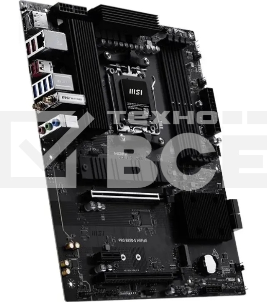 Материнская плата MSI PRO B850-S WIFI6E, AM5, AMD B850, 4xDDR5, 4xSATA, 2xM.2, 1xPCIe 4.0 x16, 1xPCIe 4.0 x4, 1xPCIe 3.0 x1, 1xDP, 1xHDMI, 1x2.5Gb LAN, Wi-Fi 6E, Bluetooth 5.3, 1xUSB-C 10Gbps, 3xUSB-A 10Gbps, 4xUSB-A 5Gbps, 3x3.5 мм, 7.1, ATX