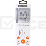 Кабель Qumo Type-С кабель, 1м, USB 2.0, 5В, 2А, 10Вт, тканевая оплетка, стальной коннектор, серый космос, фото2