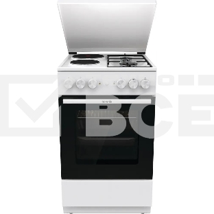 Плита комбинированная Gorenje GK5A12WG белый, конфорок 2 газовых и 2 электрических, духовка 68 л, 50 см x 85 см x 59.4 см