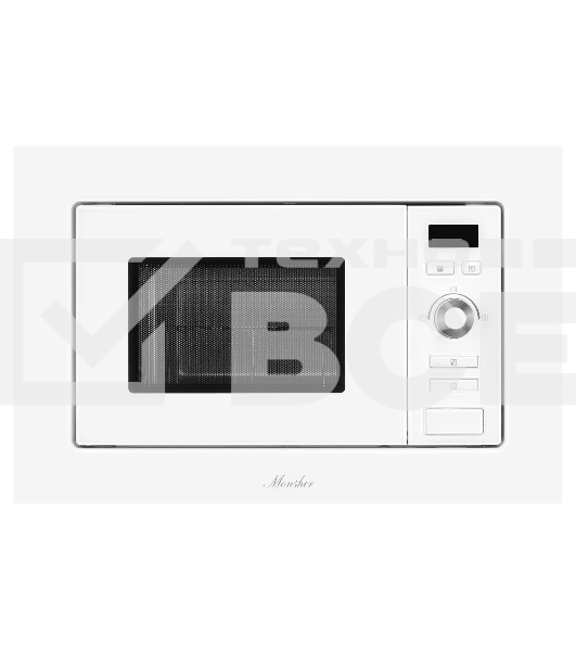 Микроволновая печь встраиваемая MONSHER 201 W 20 л, 800-1250 Вт, гриль, 8 программ, белый