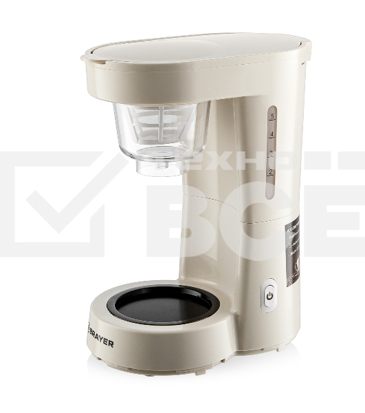 Кофеварка капельная BRAYER BR1123YE бежевый, исп. кофе - молотый, 0.75 л, 700 Вт.