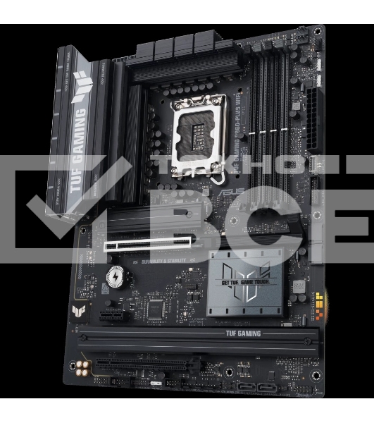 Материнская плата ASUS TUF GAMING B860-PLUS WIFI, LGA 1851, Intel B860, 4xDDR5, 4xSATA, 3xM.2, 1xPCIe 5.0 x16, 1xPCIe 4.0 x16, 1xDP, 1xHDMI, 1x 2.5Gb LAN, 1xUSB 20Gbps, 2xUSB 10Gbps, 3xUSB 5Gbps, 2xUSB 2.0, 5x3.5 мм, 7.1, ATX